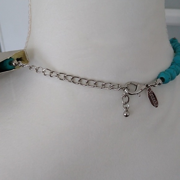 NEW Natasha Statement Necklace with Faux Turquoise Pearls and Faceted Lucite - Picture 6 of 16